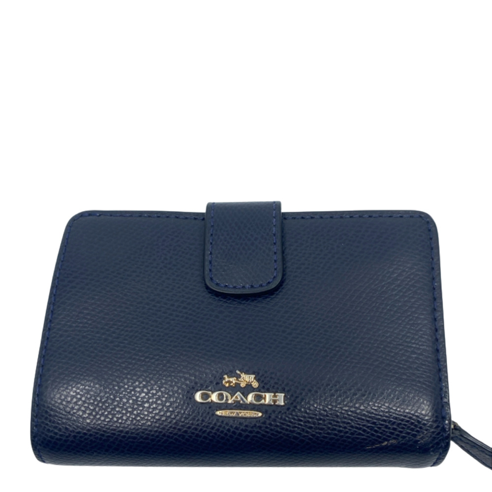 Coach Small Snap Navy Pebbled Leather Wallet